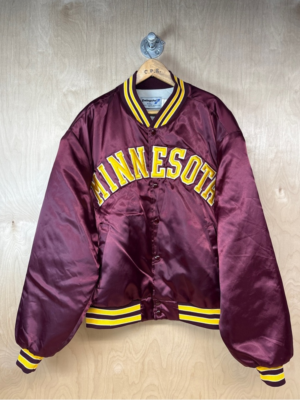 University of Minnesota Golden Gophers Satin Bomber Jacket in Maroon & Gold